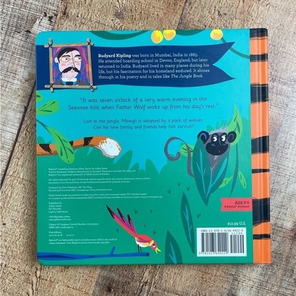 NEW The Jungle Book Board Book A Baby Lit Book Hardcover Picture Book - Picture 2 of 5
